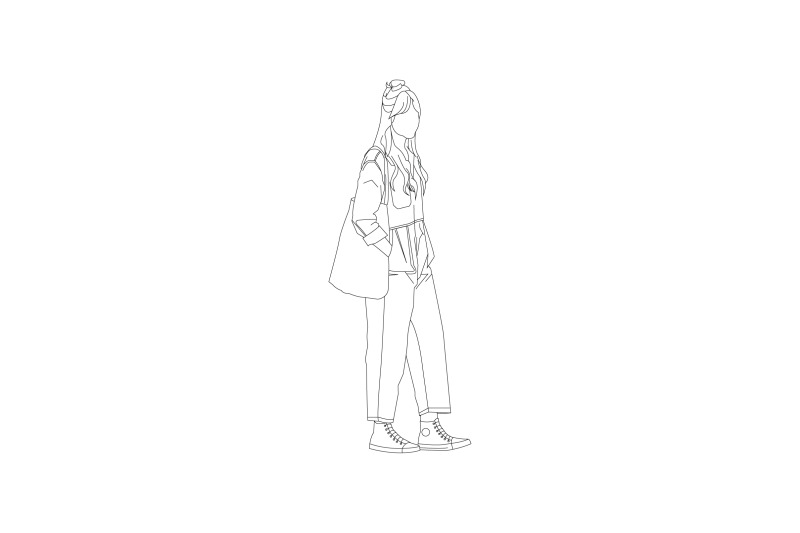 vector-illustration-of-woman-on-the-street-flat-style-with-outline