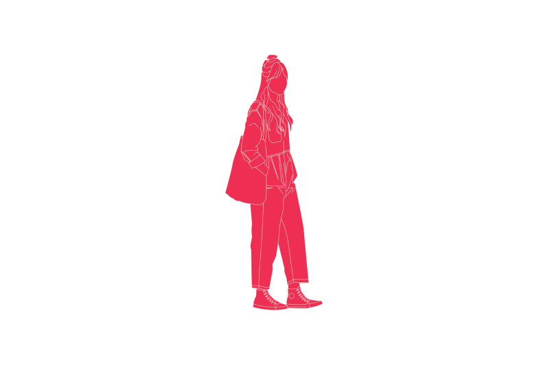 vector-illustration-of-woman-on-the-street-flat-style-with-outline