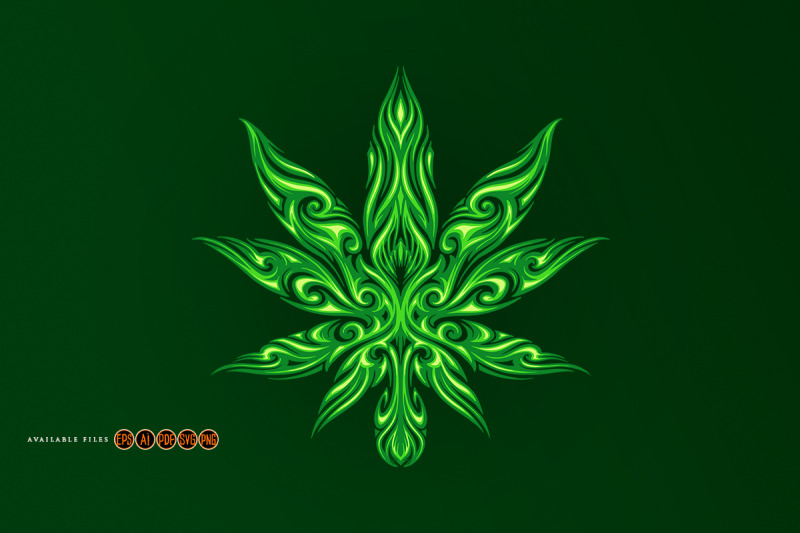 cannabis-leaf-tribal-tattoo-illustrations