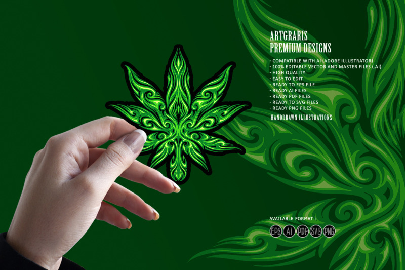 cannabis-leaf-tribal-tattoo-illustrations