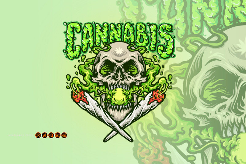 smoking-skull-cannabis-joint-illustrations-svg-illustrations