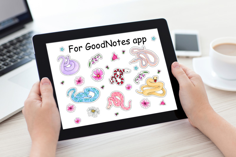 stickers-for-printing-and-for-the-goodnotes-app-snake-flower