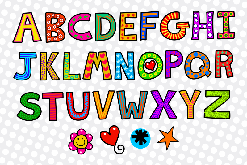 hand-drawn-uppercase-alphabet-doodle-letters