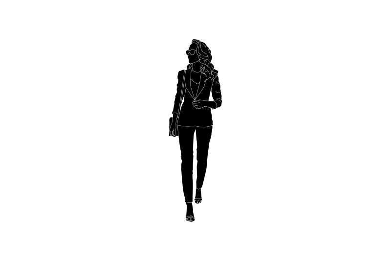 vector-illustration-woman-on-the-street-flat-style-with-outline