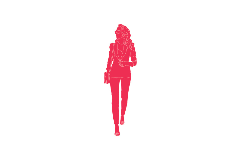 vector-illustration-woman-on-the-street-flat-style-with-outline