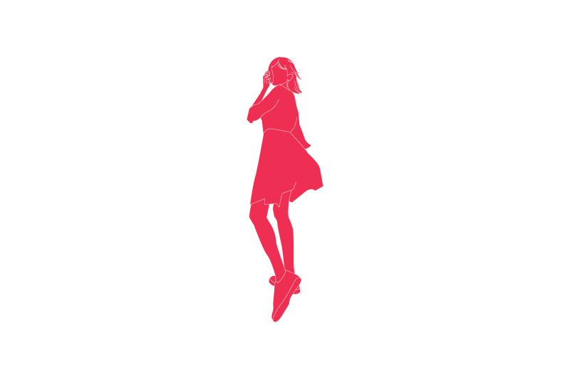 vector-illustration-of-woman-in-her-dress-flat-style-with-outline