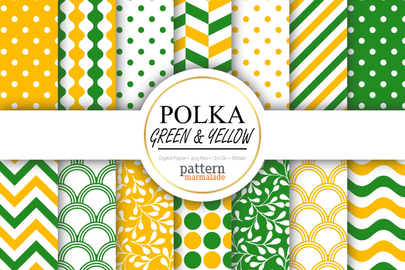 polka-green-and-yellow-color-digital-paper-t0301