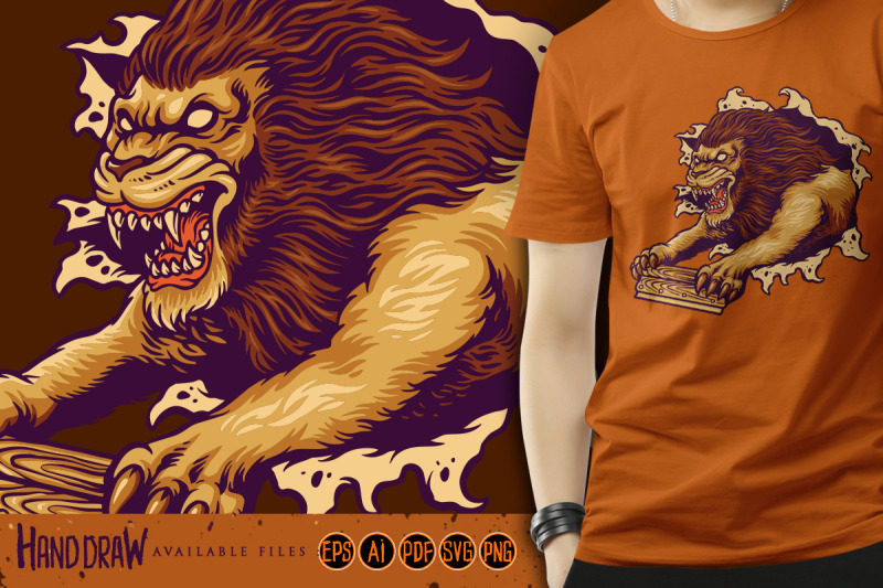 the-wild-lion-squeegee-screen-printing-mascot