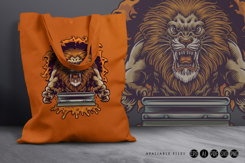 angry-lion-jump-silk-screen-printing-mascot-logo