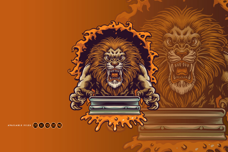 angry-lion-jump-silk-screen-printing-mascot-logo