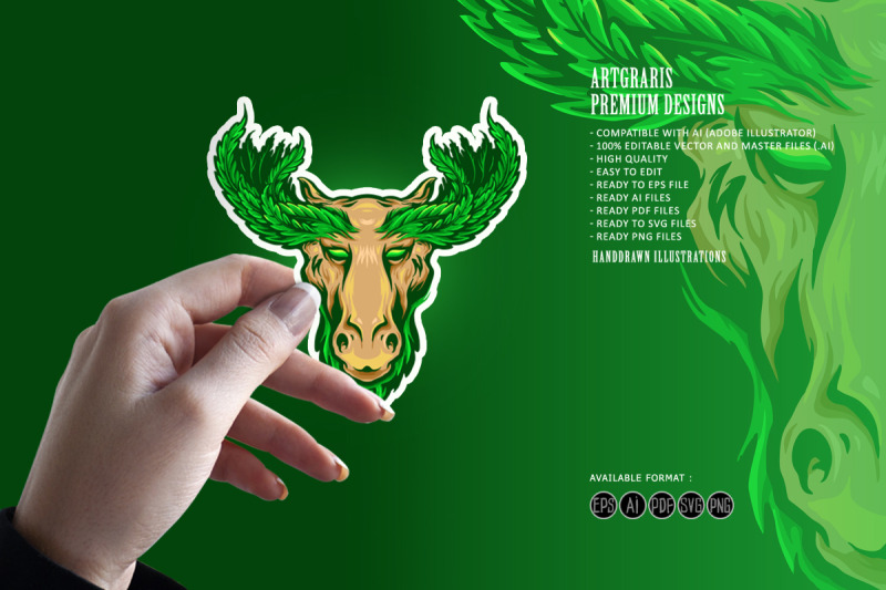 deer-with-marijuana-leaf-antlers-logo-mascot
