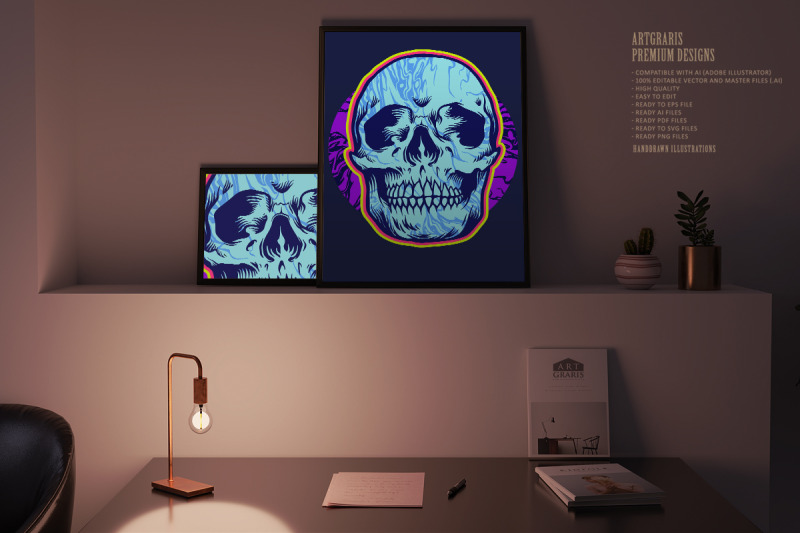 psychedelic-head-skull-bones-illustrations