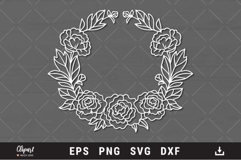 peony-svg-floral-wreath-svg-dxf-cut-files