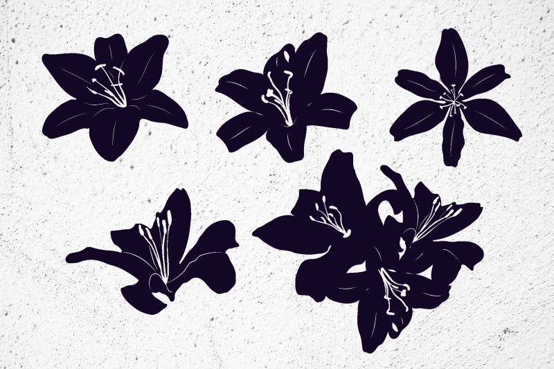 set-of-lily-flowers-in-silhouettes-svg