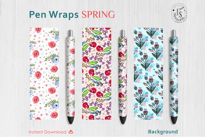 spring-floral-pen-wraps-png-file-set
