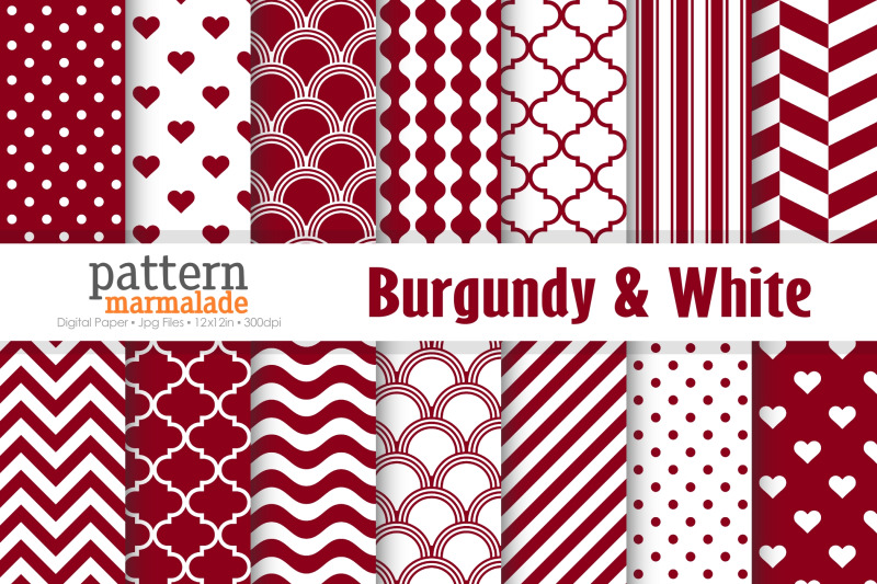 burgundy-and-white-color-digital-paper-s1108