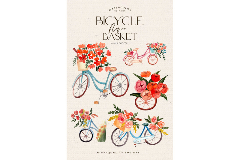 bicycle-with-flower-basket-watercolor-flowers-clipart