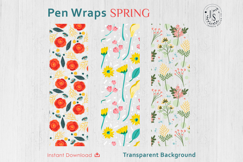 spring-floral-pen-wraps-png-file-set