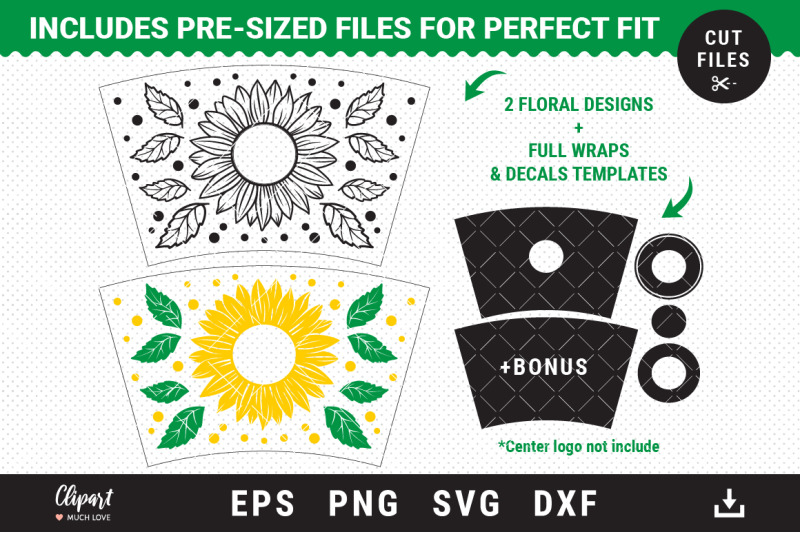 full-pre-sized-wrap-venti-cold-cup-24-oz-sunflower-svg-cut-files
