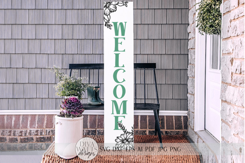 welcome-vertical-porch-svg-floral-sign-dxf-and-more