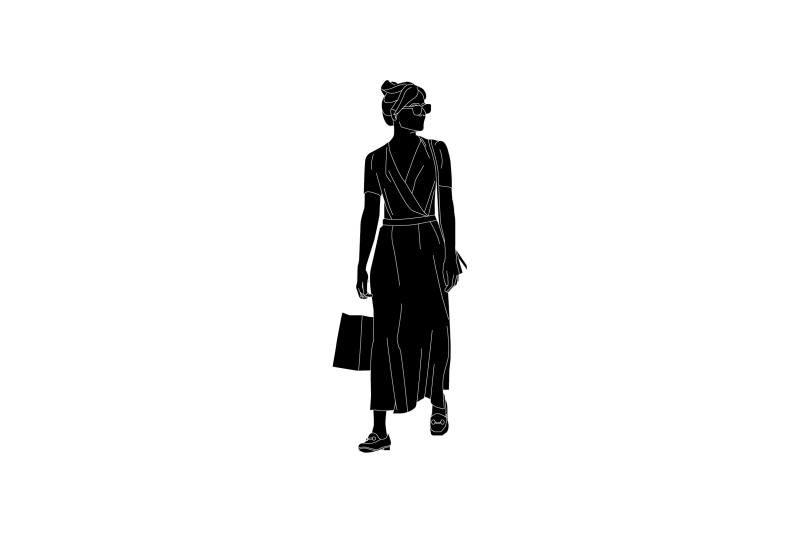 vector-illustration-of-elegant-woman-carrying-her-groceries
