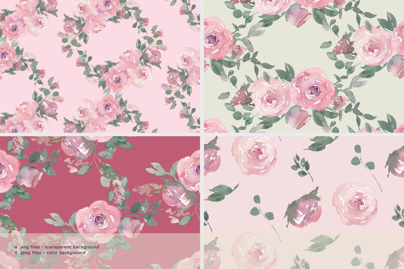 watercolor-dusty-rose-clipart-large-set