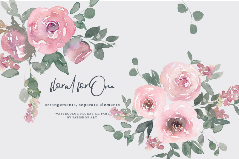 watercolor-dusty-rose-clipart-large-set