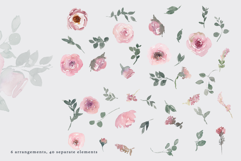 watercolor-dusty-rose-clipart-large-set