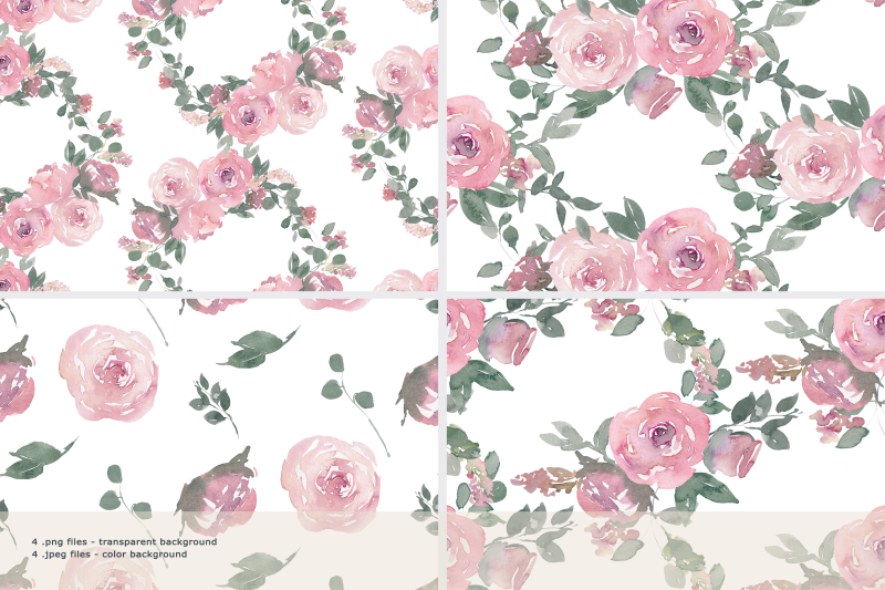 watercolor-dusty-rose-clipart-large-set