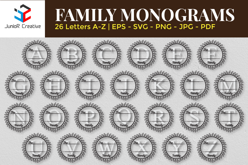 the-family-monogram-a-z-letters-design-bundle-svg