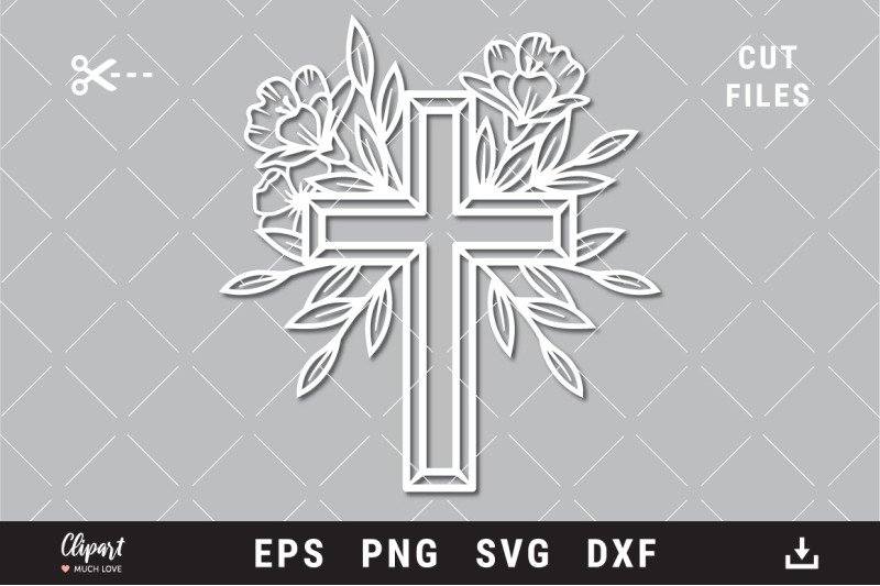 Flower Cross SVG, DXF, PNG, Religious Cross SVG Cut files By decobrush