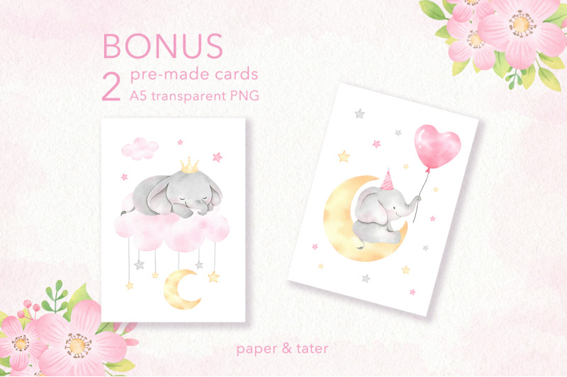 watercolor-pink-baby-elephants-clipart-nursery-png-graphics
