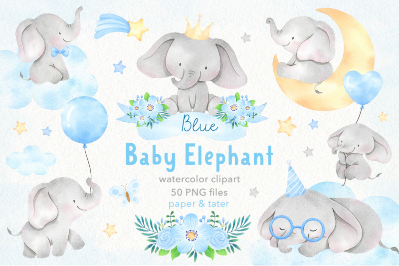 watercolor-blue-baby-elephants-clipart-nursery-png-graphics