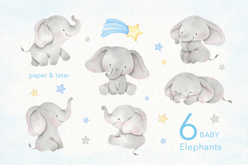 watercolor-blue-baby-elephants-clipart-nursery-png-graphics