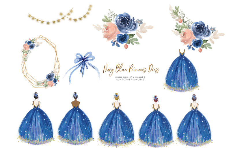 navy-blue-princess-dress-clipart-blue-flowers-clipart-wedding