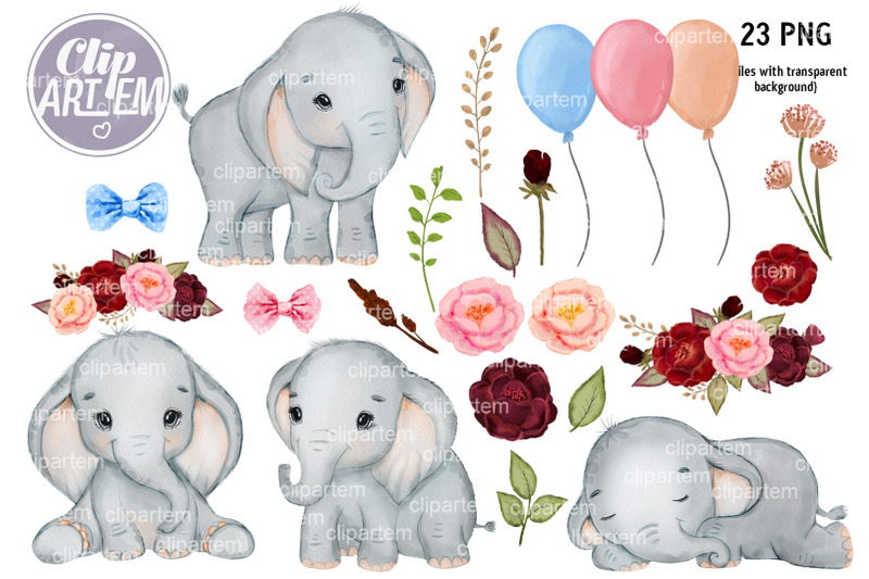 23-watercolor-clip-art-unisex-elephant-png-bundle