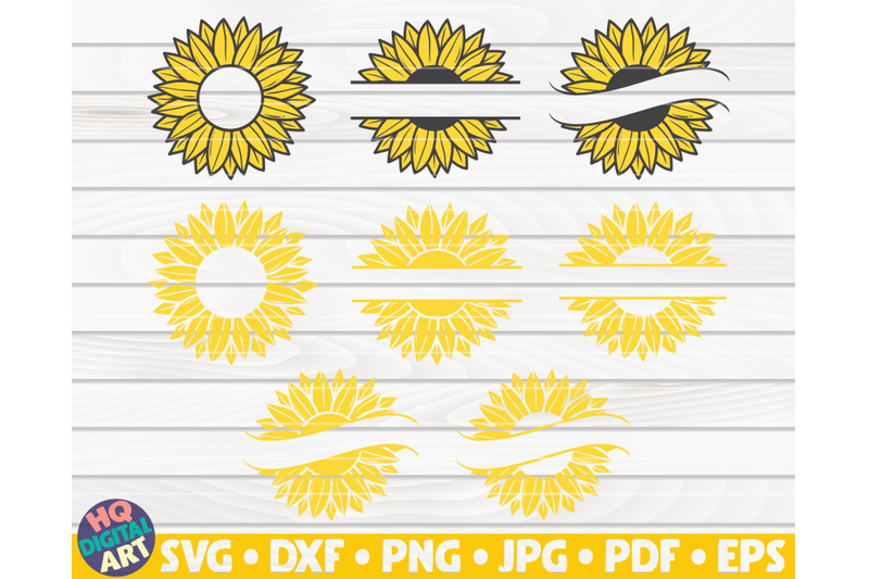 8-sunflower-split-monogram-frames-svg-bundle