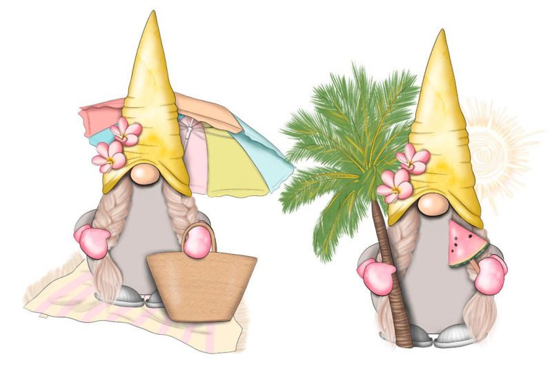 summer-girls-gnomes-icons