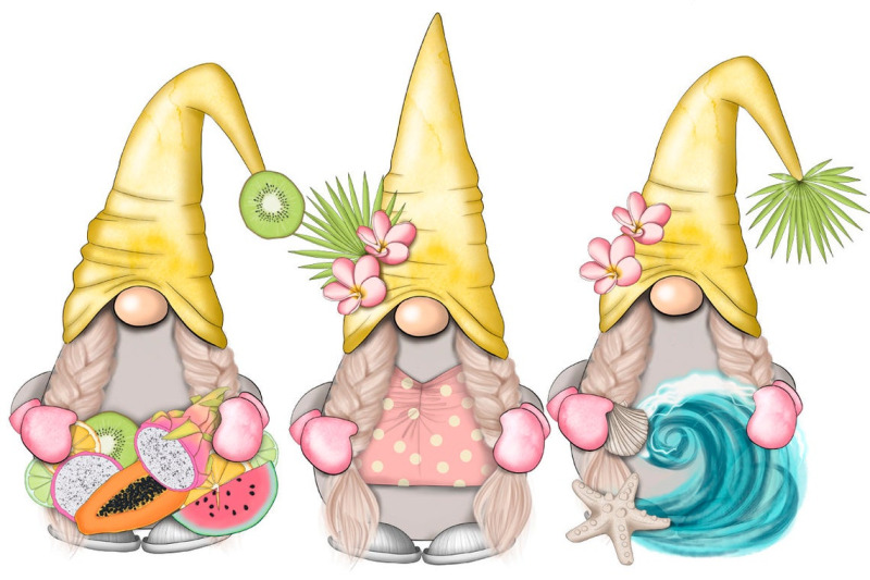 summer-girls-gnomes-icons