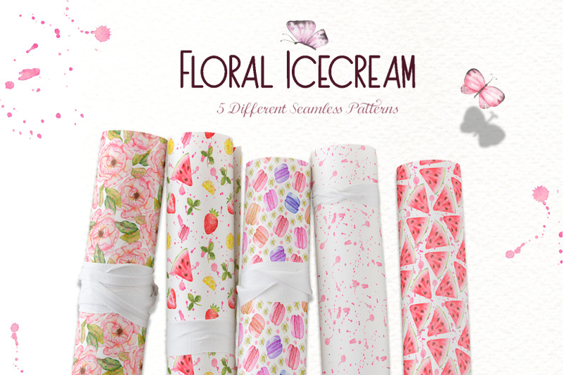 floral-icecream-watercolor-set