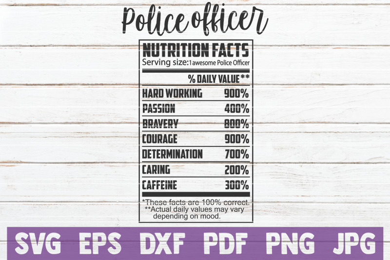 police-officer-nutrition-facts-svg-cut-file