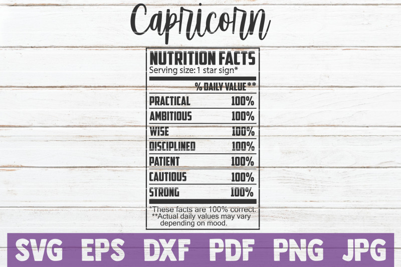 capricorn-nutrition-facts-svg-cut-file