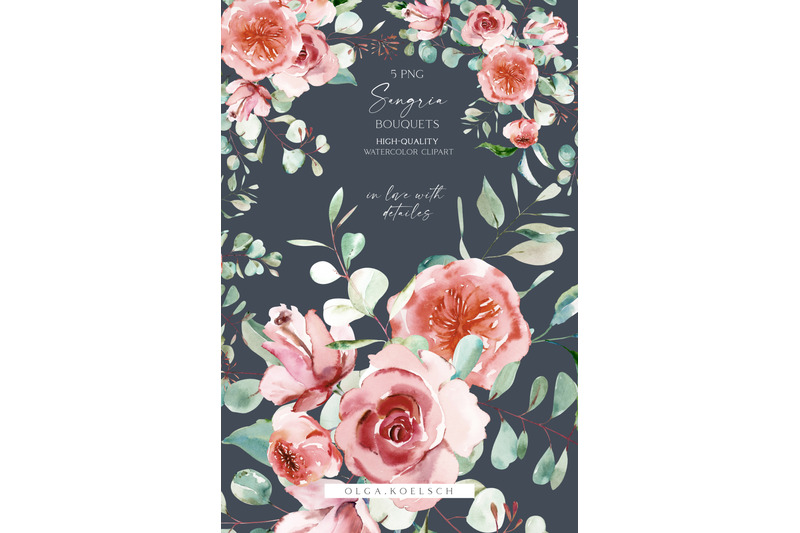 boho-roses-bouquets-clipart-eucalyptus-watercolor-floral-borders-png
