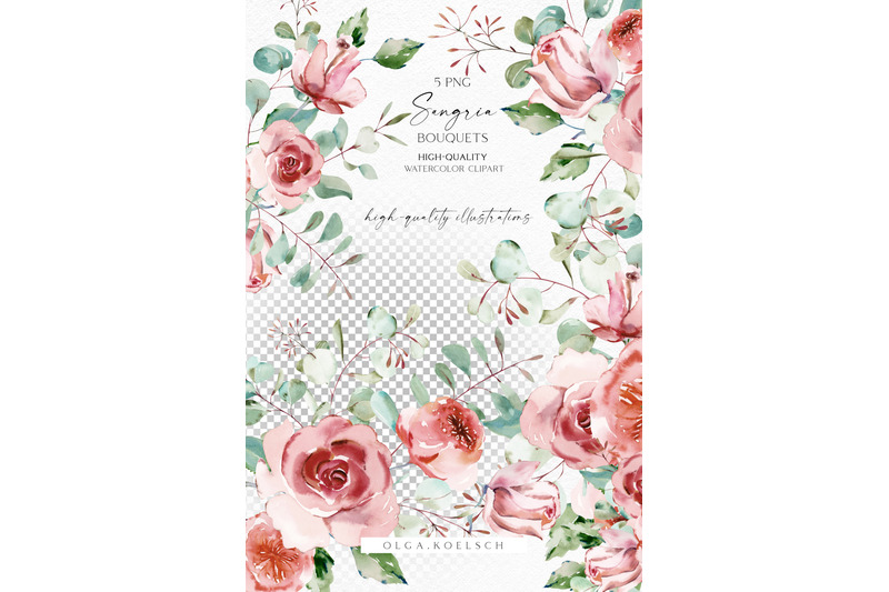 boho-roses-bouquets-clipart-eucalyptus-watercolor-floral-borders-png