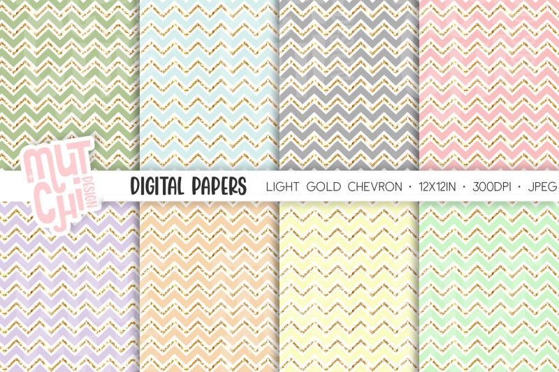 light-chevron-gold-digital-paper-set