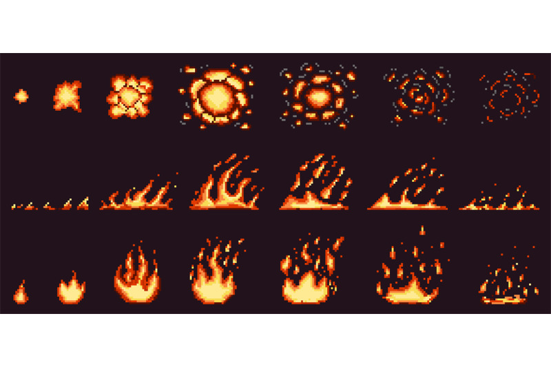 pixel-fire-animation-red-hot-flame-burning-effect-fire-border-and-fi