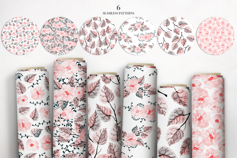 hand-drawn-watercolor-wildflowers-seamless-patterns-frames