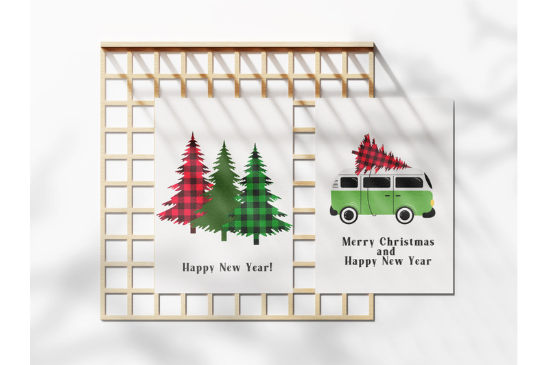 christmas-tree-and-truck-svg-clipart-buffalo-plaid-print