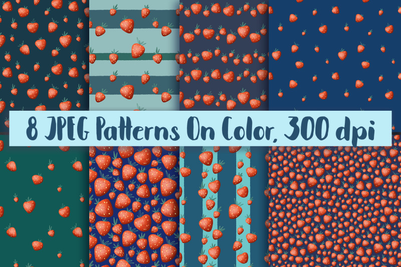 strawberry-clipart-and-seamless-patterns