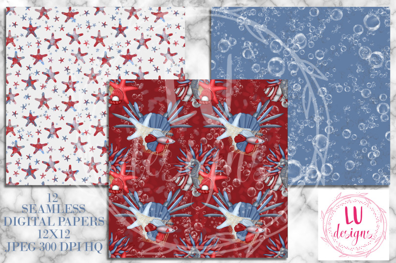 4th-of-july-mermaids-digital-papers-independence-day-backgrounds